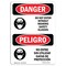 Signmission OSHA Sign, Do Not Enter W/O Glasses Bilingual, 14in X 10in Rigid Plastic, 10" W, 14" H, Spanish OS-DS-P-1014-VS-1143 - alternate 1